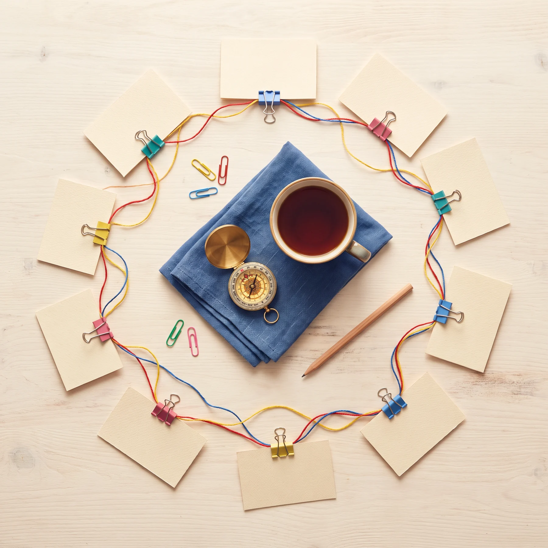 Career route objects arranged on a table